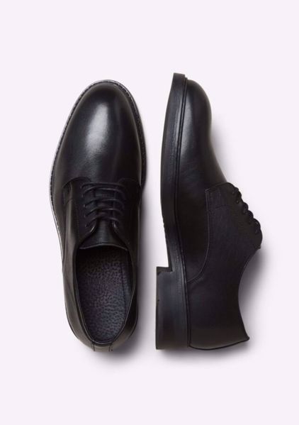 Billede af Selected Leather Derby Shoe Sort